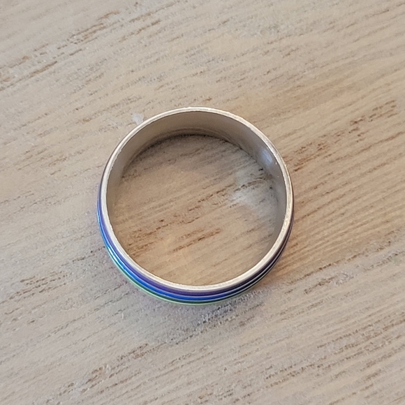 Rainbow Pride Comfort Fit Band, unisex, LGBTQ ring - Picture 3 of 4